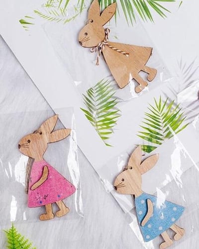 Schattige houten konijn figuren - Paasdecoratie | Konijntjes hout - Hanger - Paashangers | | Decoratie kinderkamer - Versiering | Geboorte - Baby - Babyshower | Guirlande - Banner | Pasen - Paashaas - Haas | Set van 3 stuks!