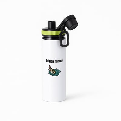 Hacebo® - vis met eigen naam waterfles met draaidop groen - Vis - vissen liefhebbers - iemand die houdt van vissen - verjaardag - cadeau - kado - geschenk - water fles - 850ML