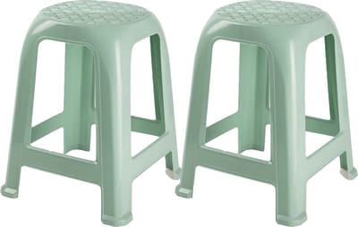 PlasticForte Keukenkrukje/opstapje - 2x - Handy Step - mintgroen - kunststof - 37 x 37 x 46 cm