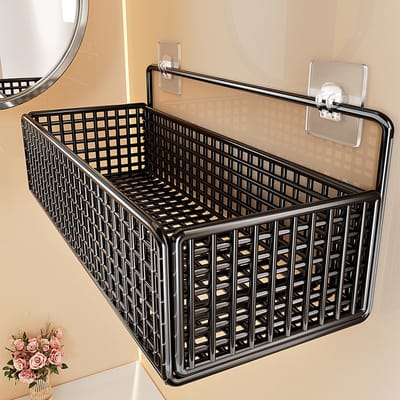 Daity 1 stuk - Opbergmand voor aan de muur - multifunctionele - ruimtebesparende metalen opbergmand waarvoor geen boren nodig is, geschikt voor boekenplanken - opbergrekken - nachtkastjes en slaapzalen/slaapkamers (26*15*13cm).