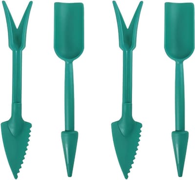 Tuinschep Set - Handgereedschap Planten - Verpotten Zaailingen - 4 Delige Kit - 17 cm Lengte - Groen