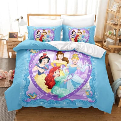 Prinses Assepoester Cartoon Dekbedovertrek MINISO Dekbed Ademend 3D Schattig Bedrukt Slaapkamer Dekbed Warmte Polyester Beddengoed US Full(200*230cm)3pcs