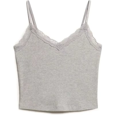 Korte top met kanten rand voor dames Superdry Essential