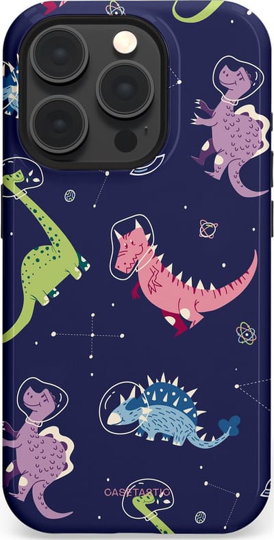 Casetastic hoesje geschikt voor Apple iPhone 15 Pro - MagSafe - Dubbellaagse bescherming - Rex in de ruimte - Fashion Case - Donkerblauw Donkergrijs