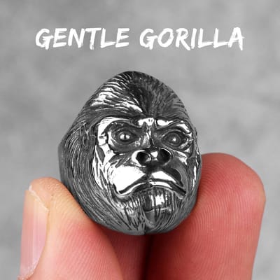 Gorilla Aap Ring Roestvrij Staal Mannen Ringen Wild Dier Punk Retro voor Mannelijk Rock Sieraden Sieraden Cadeau Dropshipping Iron Studio 9 white