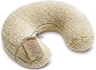 Voedingskussen baby 130 cm C-vorm borstvoedingskussen Nursing Pillow – afneembare Bouclé hoes ergonomisch wasbaar pasgeboren zacht ademend – OEKO-TEX gecertificeerd Crème