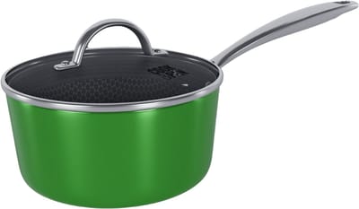 Cook & Pan Honey Steelpan Ø 18 cm RVS Groen - PFAS vrij - Alle Warmtebronnen - Cool Touch Handgreep - Steel Pan met 7 jaar Garantie - Krasbestendige Anti Aanbaklaag - Vaatwasserbestendig - Gas, Inductie, Elektrisch, Oven - Honingraat Pan