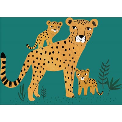 Petit Monkey ansichtkaart Cheetah and cubs