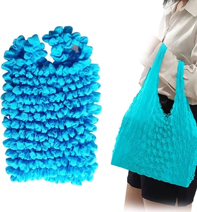 Magische Elastische Boodschappentas - Gevouwen Stretch Schoudertas van Scheurbast RVS Nylon - Opvouwbare en Wasbare Totebag voor Supermarkt en Reizen - Draagbare Flexibele Draagtas met Grote Capaciteit
