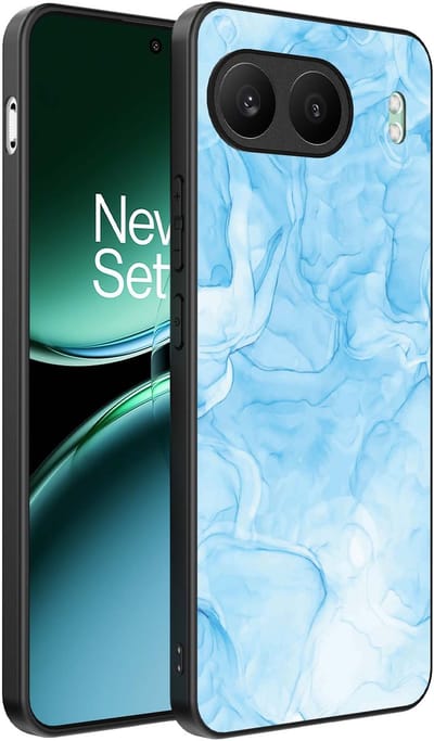 Smartphonica Telefoonhoesje Geschikt voor OnePlus Nord 4 met marmer opdruk - TPU backcover case marble design - Lichtblauw geschikt voor OnePlus Nord 4