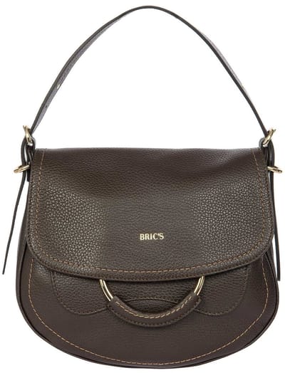 BRIC'S Leren schoudertas Gondola Stella Bag Ebony donkerbruin