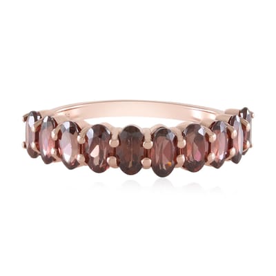 Cavill - Roségoud Vergulde Zilveren Ring - 10 Roze Zirkonen uit Cambodja 3,219 ct - Ovale Zirkonia Prong Zetting - Elegante Damesring