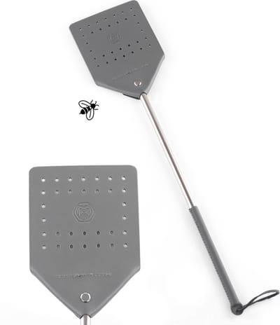 Brute Strength - Leren vliegenmepper - Grijs - 1 stuks - Vliegenvanger - Vliegenmeppers - Leer