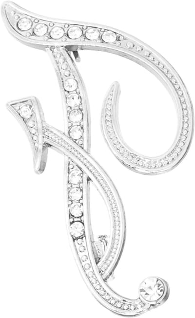 Letter Broches - Initial Speld - Kleding Versieren - Rhinestone Decoratie - 9.3 x 6 cm - Zilverkleurig