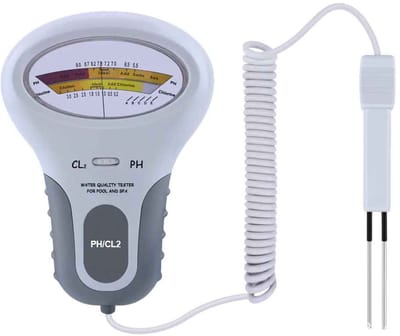 Casa Living Waterkwaliteit Tester - Chloormeter en pH Meter - Digitale Zwembadtester met Sonde - Voor Spa en Zwembad - AA Batterij