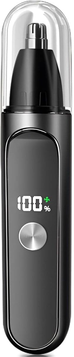 Neustrimmer - Elektrische neushaartrimmer -Draagbare neushaartrimmer - USB-oplaadbaar - LED-scherm - dubbelzijdig roterend - roterend mes van roestvrij staal - voor - mannen en vrouwen - zwart
