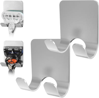 2-Pack Douche Scheermes Houder, Zelfklevend Waterdicht RVS Scheermes Haak, Geen Boren, Sterke Grip, Geschikt voor Scheermes Handvatten van Diverse Merken