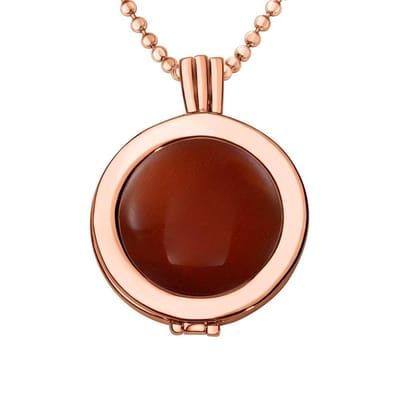Quiges - Munthouder met Ketting en Munt 25mm Cat's Eye Bruin - Rose Goudkleurig - EPRHZ361