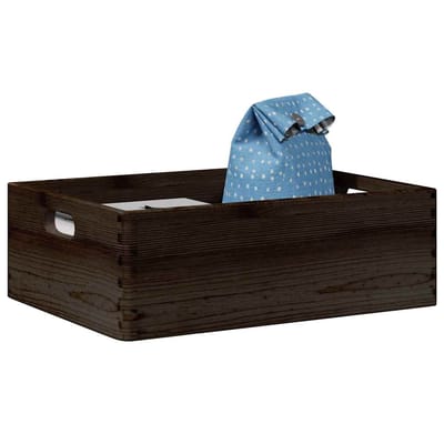 vidaXL - Houten - kist - met - handvatten - 40x30x13 - cm - massief - grenenhout - zwart