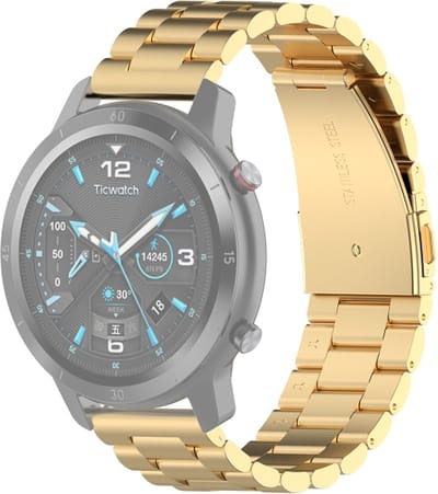 Stalen bandje - RVS - geschikt voor Polar Vantage M / M2 / V3 / Grit X (Pro) en Samsung Galaxy Watch 3 45mm / Galaxy Watch 46mm / Gear S3 Classic & Frontier - goud