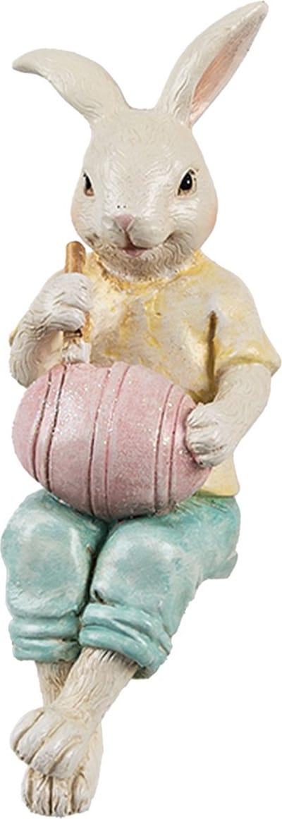 Clayre & Eef Decoratie Beeld Konijn 7x5x14 cm Beige Kunststof