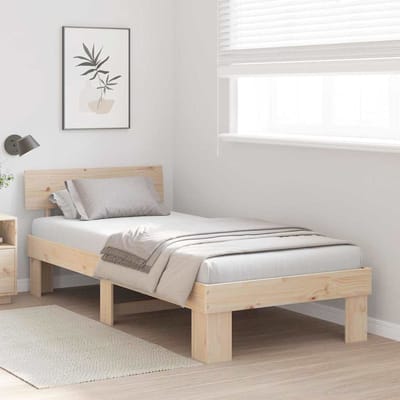 vidaXL - Bedframe - met - hoofdeinde - Naturel - 100 - x - 200 - cm - Massief - grenenhout