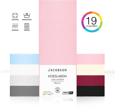 Jacobson PREMIUM - Jersey Hoeslaken - 140x200cm - 100% Katoen - tot 25cm matrasdikte - Roze