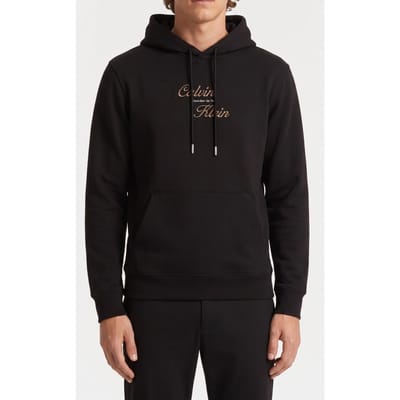 Calvin Klein Long Sleeve Classic 350gsm Terry Script Black Taglia: S | Felpe con cappuccio Outlet | Uomo | Nero