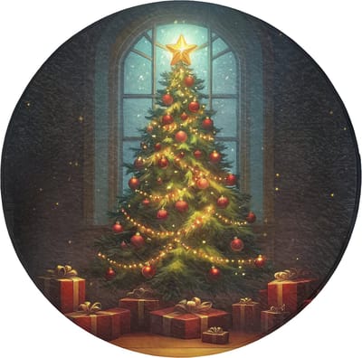 Badmat rond 70x70 cm - Antislip - Kerstboom - Cadeau - Kerst - Winter - Badmatten voor badkamer - Badkamermat - Douchemat - Ronde badkamer mat