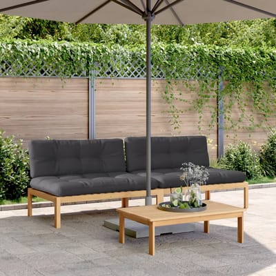 vidaXL - Tuinmiddenbanken - 2 - st - pallet - met - kussens - massief - acaciahout