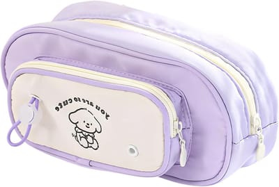 Grote Multi-laagse Pennenzak voor School en Kantoor met Grappig Hond Motief - Trendy Pennenzak voor Volwassenen en Tieners, Perfect voor Organisatie en Styling