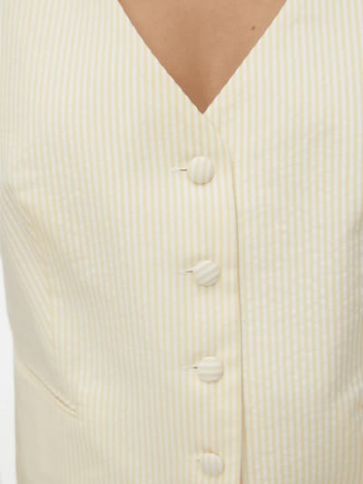 Vero Moda Vmpira Sl Seersucker Snow White Stripes Golden Haze | Wit | Maat: 42