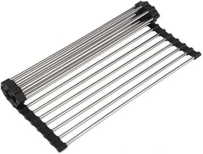 Dailygoods- Afdruiprek Hittebestendig - Roll-up Afdruiprek - Vaatwasmachinebestendig - Gootsteenaccessoires - 39 x 37,5 cm - Compact en Praktisch - Afwasrek