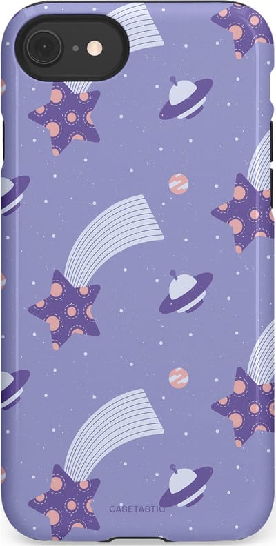 Casetastic Hoesje Geschikt voor Apple iPhone 7/8/SE - Stijlvolle Beschermende Duo-layer Case - Sterrenhemel Lila
