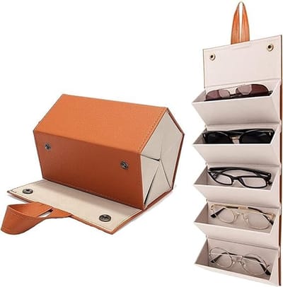 Dailygoods - Bril Opbergdoos, 5 Sockets Opvouwbare Display Doos, Vijf Zonnebril Opbergdoos, Organizer voor Zonnebrillen voor op Reis, voor Vrouwen Mannen