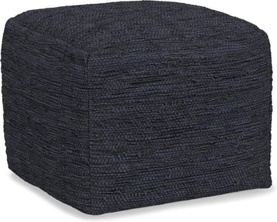 Vierkante Poef, Klein, Donkerblauw, Gevlochten