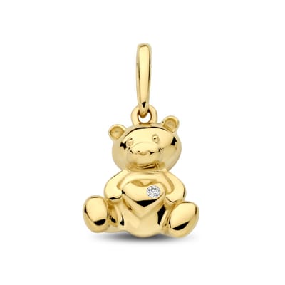 New Bling - 9NBG-0908 - 14K geelgouden Oorknoppen – Hart met Zirkonia – Dames Oorbellen