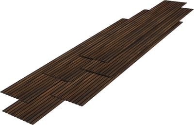 Wandpanelen Boxtel 3D set van 6 polystyreen 195x31,5 cm walnootkleurig NEU.HOLZ