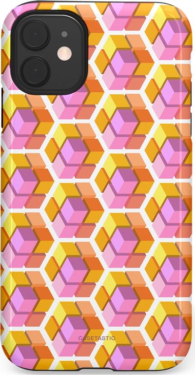 Casetastic Hoesje Geschikt voor Apple iPhone 11 - Stijlvolle Beschermende Duo-layer Case - Pastel Hex Kunst