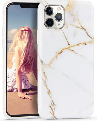 Backcover Geschikt voor Apple iPhone 13 Pro - Wit / Goud - Marmer - Soft TPU