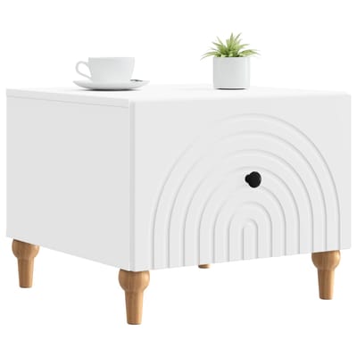 vidaXL - Salontafel - met - lade - Wit - 49 - x - 50 - x - 40 - cm - Bewerkt - hout