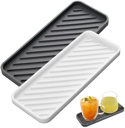 Dailygoods- Gootsteenbak 2 stuks - Siliconen - Antislip - Organizer - Droogmat - Hittebestendig - Opvouwbaar 23 x 9 x 1,5 cm - Sponshouder