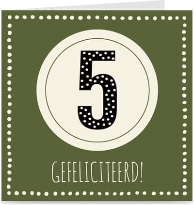 Verjaardagskaart met leeftijd voor kinderen | CIRKEL | 5 jaar | kaart met envelop | jongen / meisje