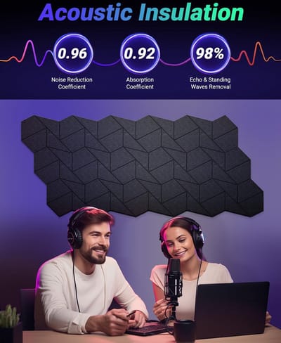 Geluiddempende bekleding - Isolatieplaten - akoestisch schuim, ideaal voor geluidsstudio, tv-kamer, kinderkamer, kantoor en podcast 18 Stuks