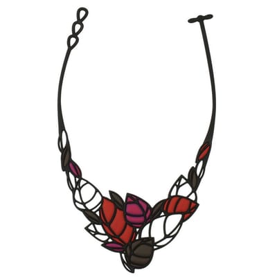 Batucada - Acacia - Collier van Plantaardige Oorsprong en Hypoallergeen - Vrouwen Ketting met Blaadjes patroon - Antiallergisch Halsketting - Zwart - Rood - Fuchsia - lengte 40/43 cm - effect Tattoo - oogt als Rubber