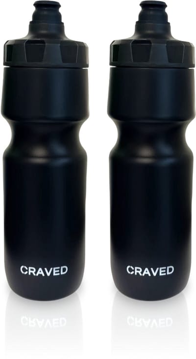 Craved Premium Bidons - 2 stuks - 750 ml - Zwart - Knijp en drink