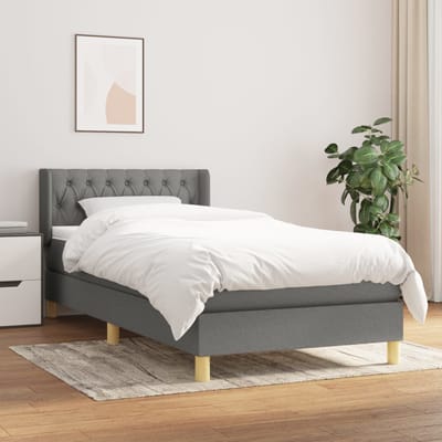 vidaXL - Boxspring - met - matras - stof - donkergrijs - 90x200 - cm