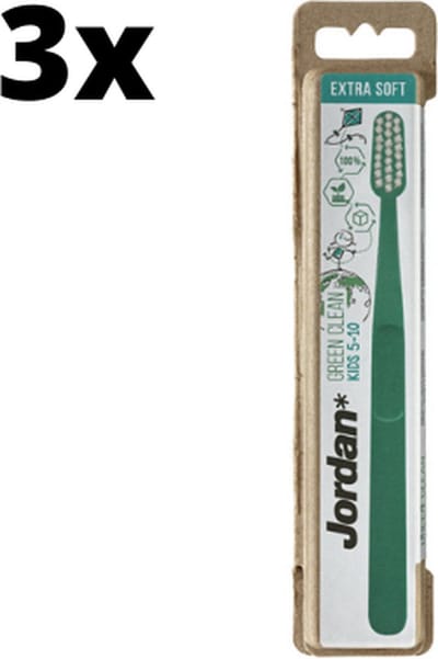 3x Jordan Tandenborstel Green Clean Kids Extra Soft - Voordeelverpakking