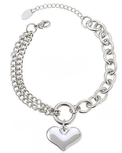 Armband dames met hartje zilverkleurig - Schakelarmband vrouw rvs van Sophie Siero® - verstelbare armband staal- Met Cadeauverpakking