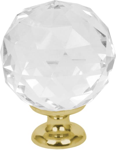 DOMINO CRYSTAL PALACE - Glazen meubelknop kristal 30mm - Helder wit - 1 stuk - Kastknop - Ladeknop keukenkasten